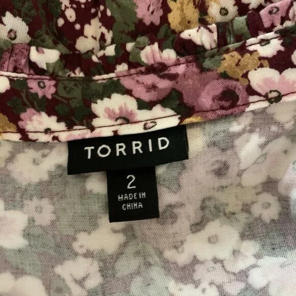 Torrid Floral Babydoll Dress Boho Cottagecore Long Sleeve Pink Purple 2X - Picture 5 of 7